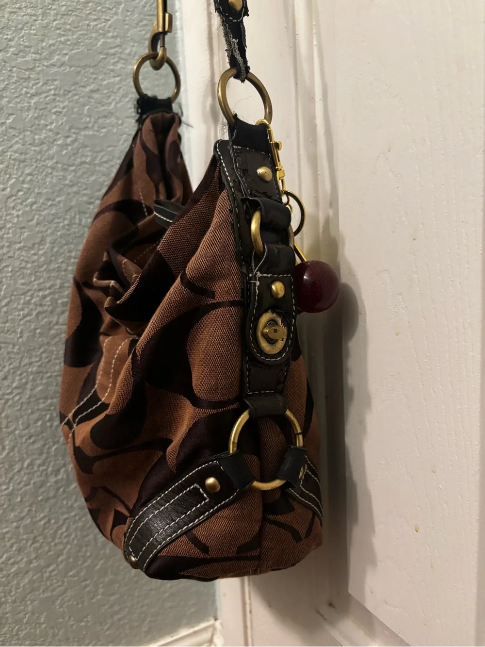 Vintage Coach Carly Dark Brown Shoulder Purse Hobo Bag